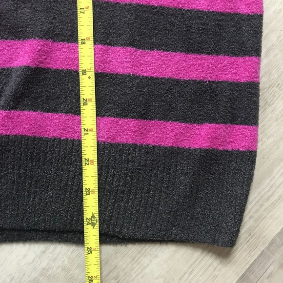 Vince Camuto Cozy Turtleneck Eyelash Sweater Stripes Super Soft 2XL Grey/Pink - Picture 8 of 8